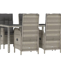 5-tlg. Garten-Essgruppe mit Kissen Grau Poly Rattan