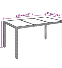 5-tlg. Garten-Essgruppe mit Kissen Grau Poly Rattan