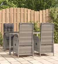 5-tlg. Garten-Essgruppe mit Kissen Grau Poly Rattan