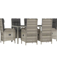 7-tlg. Garten-Essgruppe mit Kissen Grau Poly Rattan