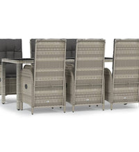 7-tlg. Garten-Essgruppe mit Kissen Grau Poly Rattan