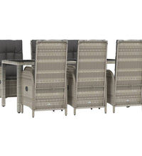 7-tlg. Garten-Essgruppe mit Kissen Grau Poly Rattan