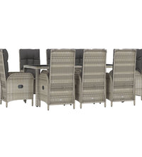 9-tlg. Garten-Essgruppe mit Kissen Grau Poly Rattan