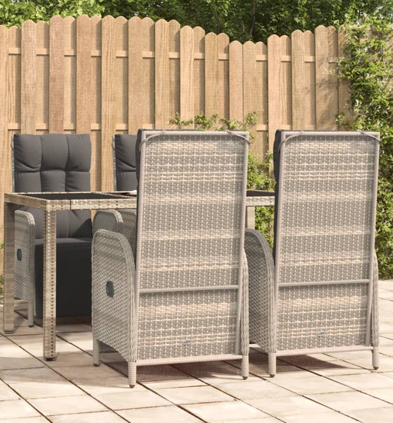 5-tlg. Garten-Essgruppe mit Kissen Grau Poly Rattan