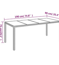 7-tlg. Garten-Essgruppe mit Kissen Grau Poly Rattan