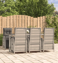 7-tlg. Garten-Essgruppe mit Kissen Grau Poly Rattan