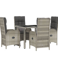 5-tlg. Garten-Essgruppe mit Kissen Grau Poly Rattan