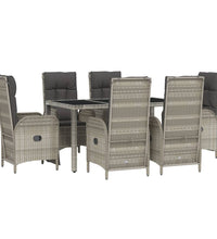 7-tlg. Garten-Essgruppe mit Kissen Grau Poly Rattan