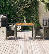 3-tlg. Garten-Essgruppe mit Kissen Grau Poly Rattan