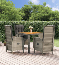5-tlg. Garten-Essgruppe mit Kissen Grau Poly Rattan