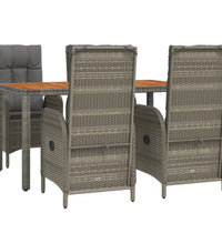 5-tlg. Garten-Essgruppe mit Kissen Grau Poly Rattan