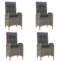 5-tlg. Garten-Essgruppe mit Kissen Grau Poly Rattan