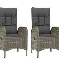 5-tlg. Garten-Essgruppe mit Kissen Grau Poly Rattan