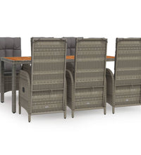 7-tlg. Garten-Essgruppe mit Kissen Grau Poly Rattan