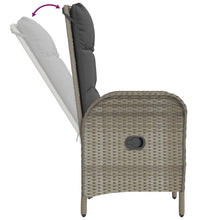 7-tlg. Garten-Essgruppe mit Kissen Grau Poly Rattan