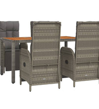 5-tlg. Garten-Essgruppe mit Kissen Grau Poly Rattan