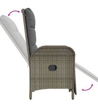 9-tlg. Garten-Essgruppe mit Kissen Grau Poly Rattan