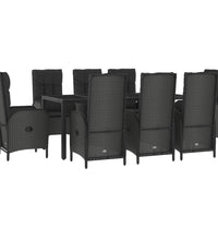 9-tlg. Garten-Essgruppe mit Kissen Schwarz und Grau Poly Rattan