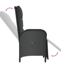 7-tlg. Garten-Essgruppe mit Kissen Schwarz und Grau Poly Rattan