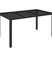 7-tlg. Garten-Essgruppe mit Kissen Schwarz und Grau Poly Rattan