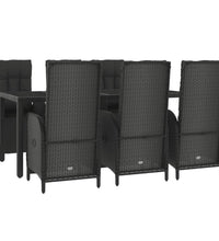 7-tlg. Garten-Essgruppe mit Kissen Schwarz Poly Rattan