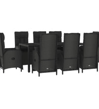 9-tlg. Garten-Essgruppe mit Kissen Schwarz Poly Rattan