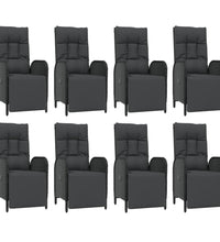 9-tlg. Garten-Essgruppe mit Kissen Schwarz Poly Rattan