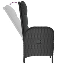 7-tlg. Garten-Essgruppe mit Kissen Schwarz Poly Rattan