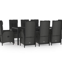 9-tlg. Garten-Essgruppe mit Kissen Schwarz Poly Rattan