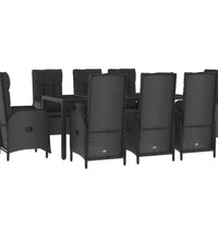 9-tlg. Garten-Essgruppe mit Kissen Schwarz Poly Rattan