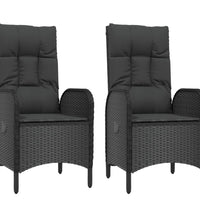 3-tlg. Garten-Essgruppe mit Kissen Schwarz Poly Rattan
