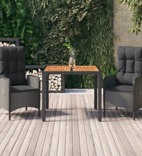 3-tlg. Garten-Essgruppe mit Kissen Schwarz Poly Rattan