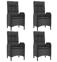 5-tlg. Garten-Essgruppe mit Kissen Schwarz Poly Rattan