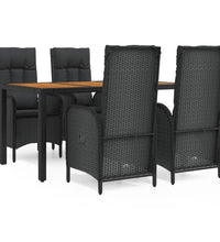 5-tlg. Garten-Essgruppe mit Kissen Schwarz Poly Rattan