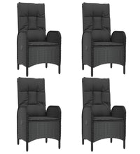 5-tlg. Garten-Essgruppe mit Kissen Schwarz Poly Rattan