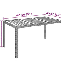 7-tlg. Garten-Essgruppe mit Kissen Schwarz Poly Rattan