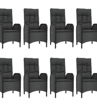 9-tlg. Garten-Essgruppe mit Kissen Schwarz Poly Rattan