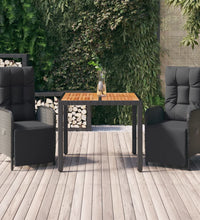 3-tlg. Garten-Essgruppe mit Kissen Schwarz Poly Rattan