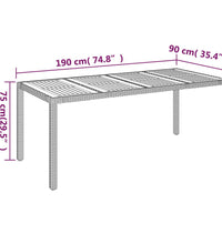 7-tlg. Garten-Essgruppe mit Kissen Schwarz Poly Rattan
