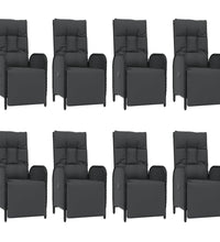 9-tlg. Garten-Essgruppe mit Kissen Schwarz Poly Rattan