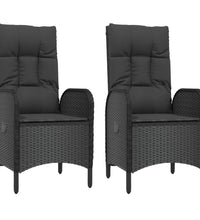 5-tlg. Garten-Essgruppe mit Kissen Schwarz Poly Rattan