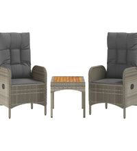 4-tlg. Garten-Essgruppe mit Kissen Grau Poly Rattan