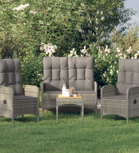 4-tlg. Garten-Essgruppe mit Kissen Grau Poly Rattan