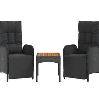 4-tlg. Garten-Essgruppe mit Kissen Schwarz Poly Rattan