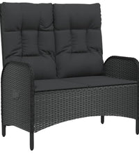 4-tlg. Garten-Essgruppe mit Kissen Schwarz Poly Rattan