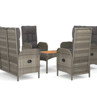 5-tlg. Garten-Essgruppe mit Kissen Grau Poly Rattan
