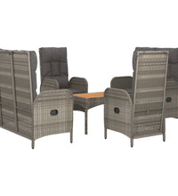 5-tlg. Garten-Essgruppe mit Kissen Grau Poly Rattan