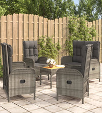 5-tlg. Garten-Essgruppe mit Kissen Grau Poly Rattan