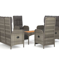 5-tlg. Garten-Essgruppe mit Kissen Grau Poly Rattan