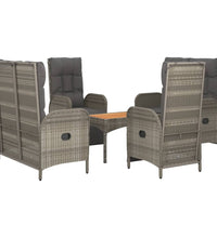 5-tlg. Garten-Essgruppe mit Kissen Grau Poly Rattan